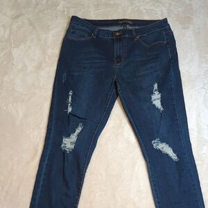 Dark Blue Distressed Skinny Jeans